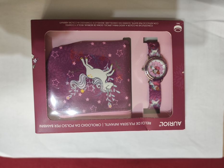 Relógio mais estojo para crianças, imagem Unicórnio