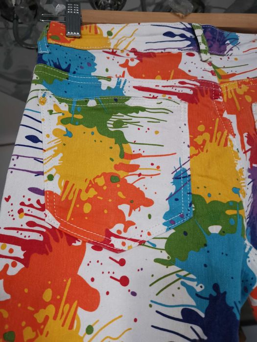 Spodnie jeansy boho popart hippie nowe r.S/28 bajecznie kolorowe