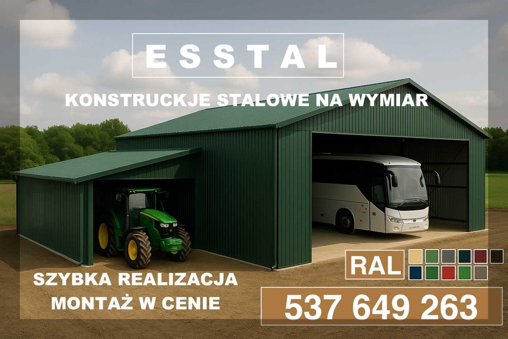 GARAŻ BLASZANY Na Maszyny | Wiata Garażowa + Zadaszenie  - ESSTAL*