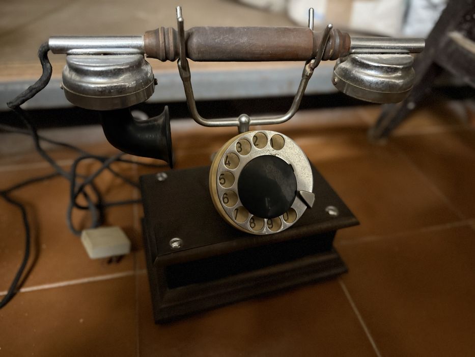 Stary drewniany telefon Kniaź retro PRL tarcza Otwock Kolekcjonerski