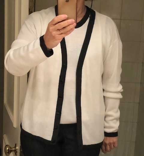 Conjunto malha fina de casaco e blusa