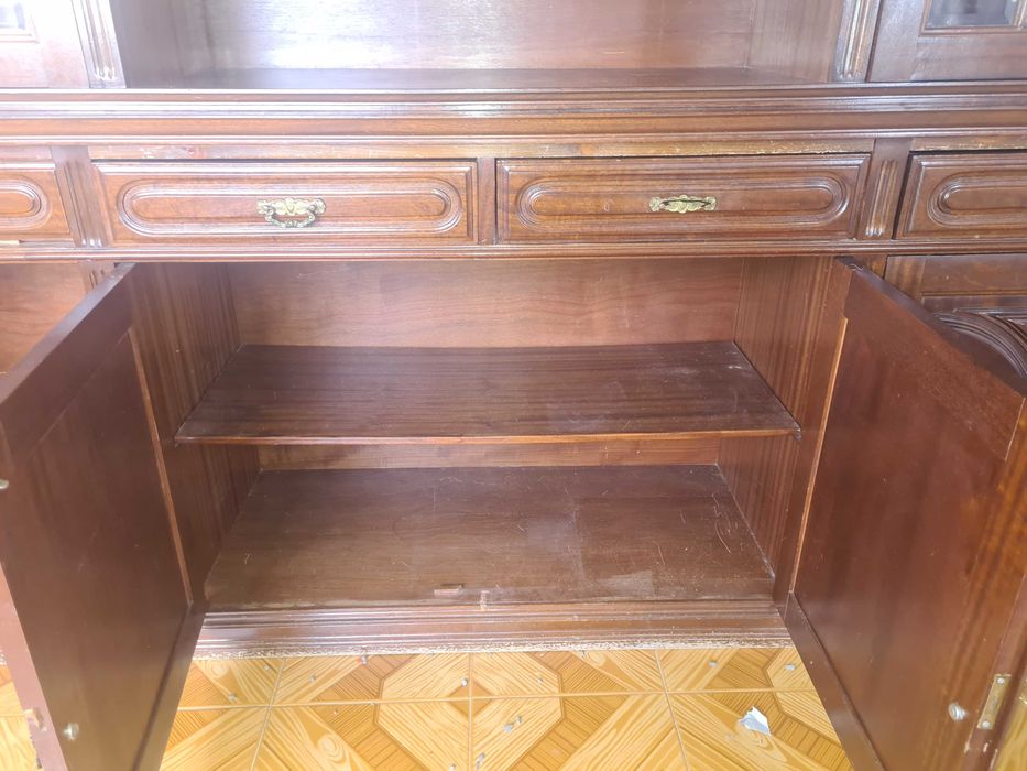 Estante anos 90 ; Conjunto 2 elementos em vidro e madeira