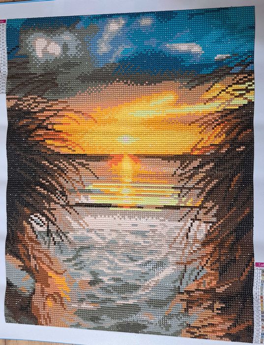 Mozaika diamentowa 40x50 ZACHÓD na plaży - gotowy obraz