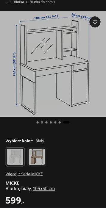 Biurko z nadstawką.