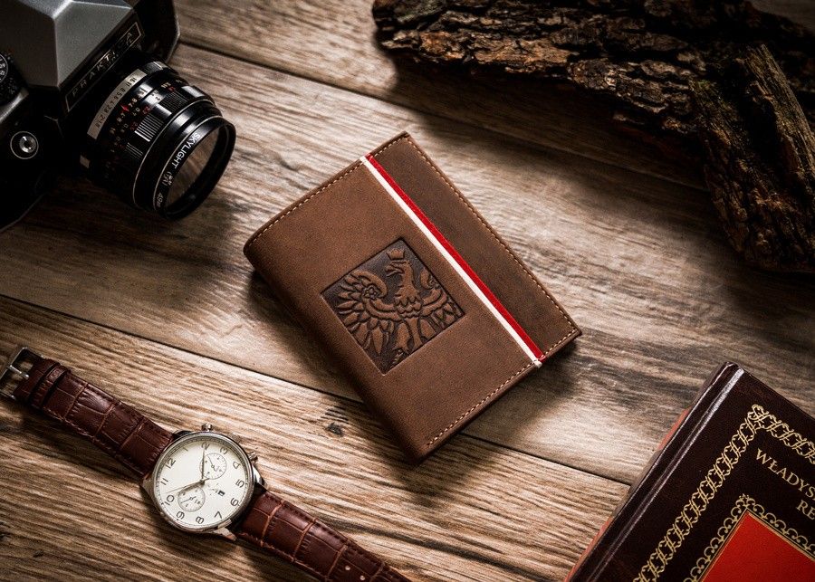skórzany portfel męski z akcentem patriotycznym - peterson