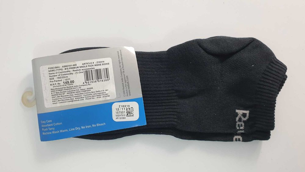 Reebok Skarpetki INSIDE SOCKS czarny rozmiar 35-38