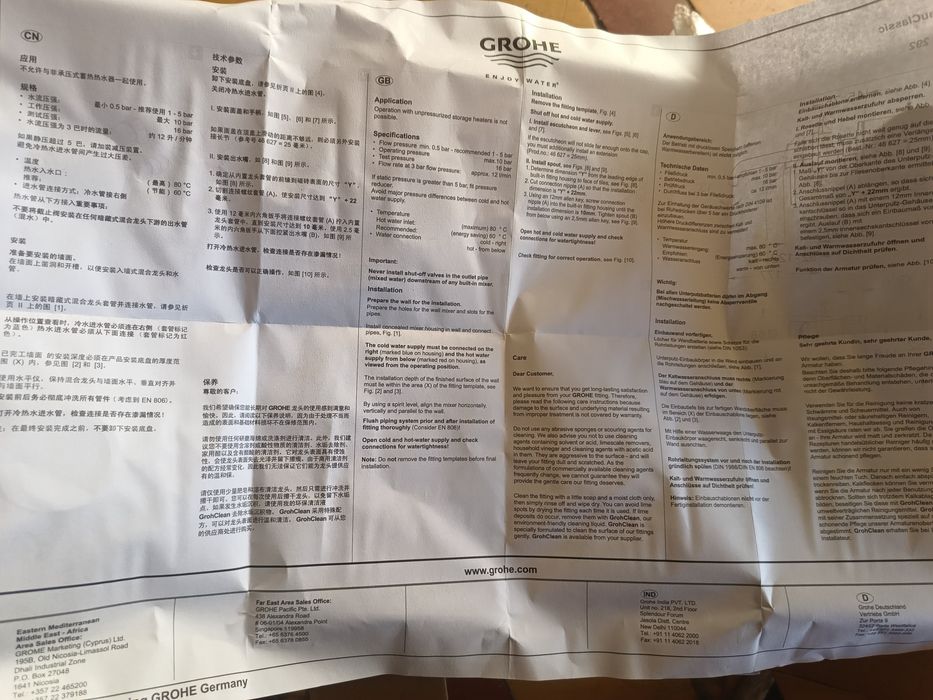 Смеситель для раковины скрытого монтажа Grohe BauClassic 20 292 000