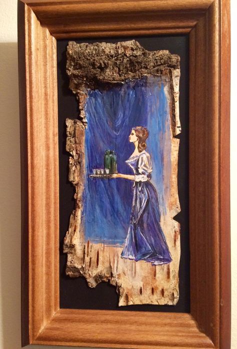 Obraz olejny  na korze brzozy