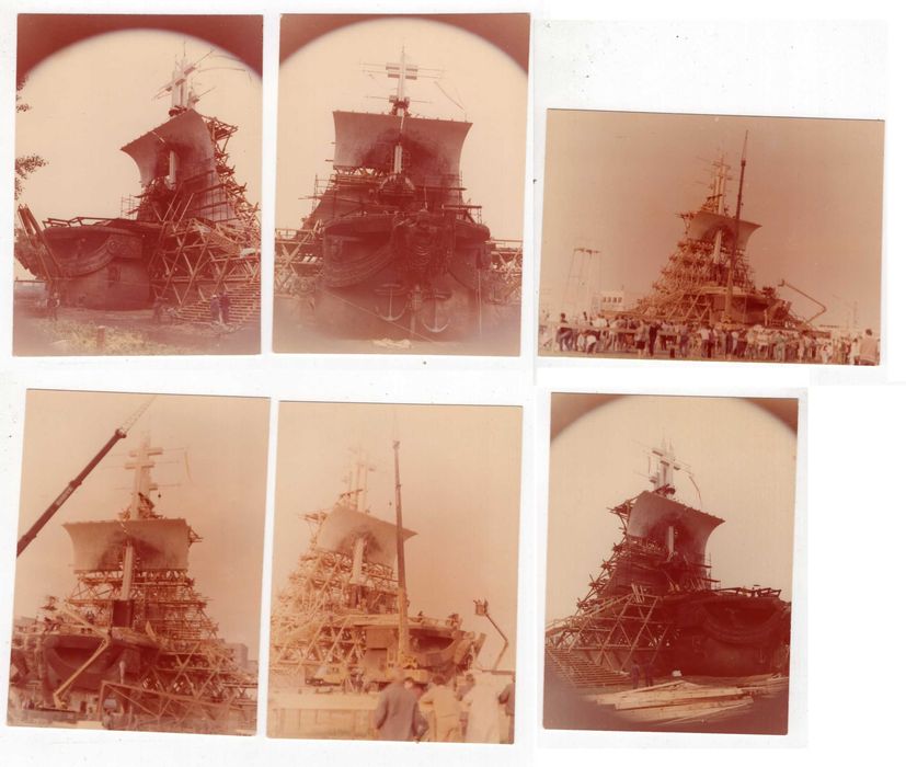 Stare fotografie budowa ołtarza papieskiego Gdańsk Zaspa 1987 Jan Paweł II unikat zestaw 6 zdjęć fot0015