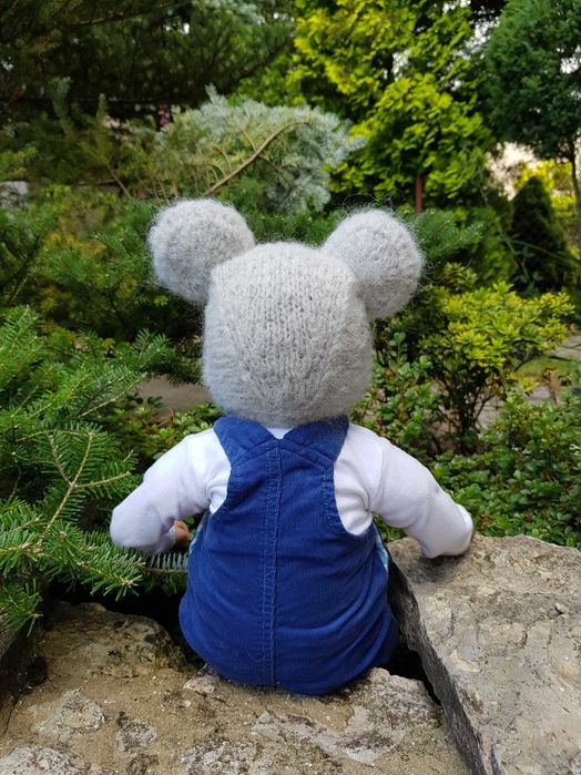 Czapka 42/44 Szara Myszka ciepła czapka dla dzidziusia