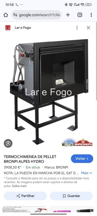 Recuperador a pellets, Bronpi Alpes Hydro 12.8kw aquecimento central,