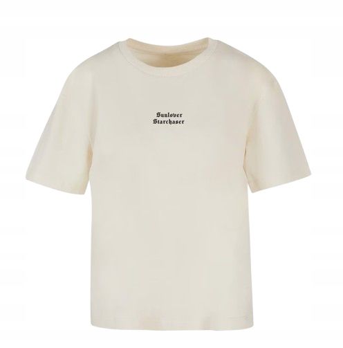 Miss tee bawełniany t shirt beżowy z napisami sunlover xl j9a