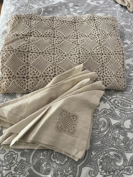 Toalha em croche + guardanapos