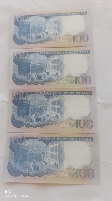 4 Notas de 100 escudos (Flor de estampa)