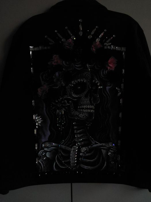Jeansowa katanka, Custom, Helloween, La  Catrina, ręcznie malowana