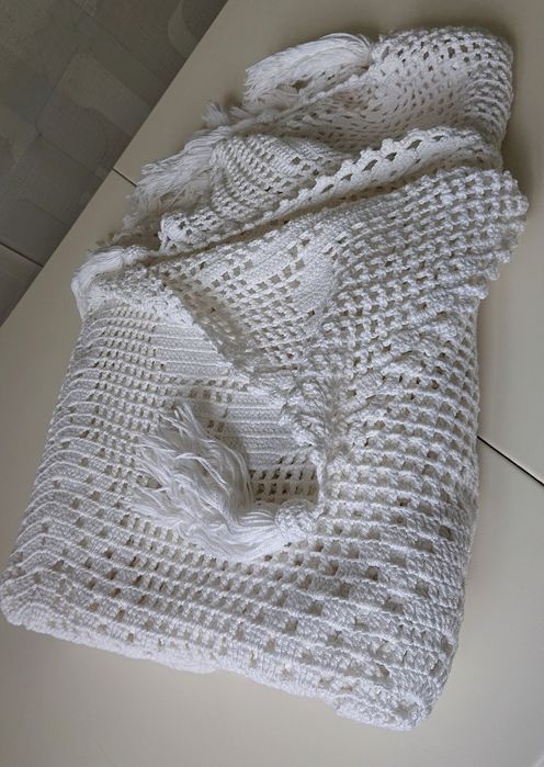 Шикарная белоснежная скатерть вязаная крючком хлопок 170#160см