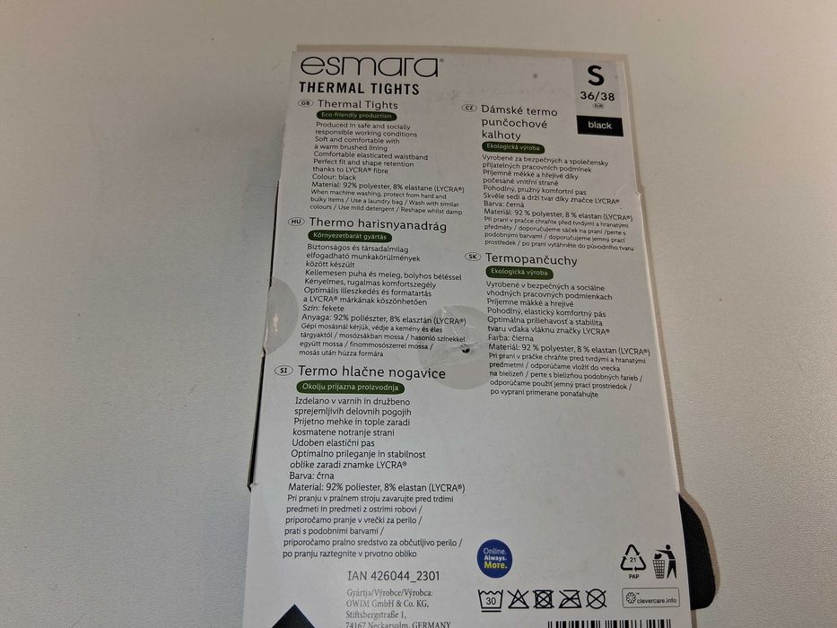 A200 Esmara Thermo 100 Rajstopy Termiczne Opaque Czarne S 36/38