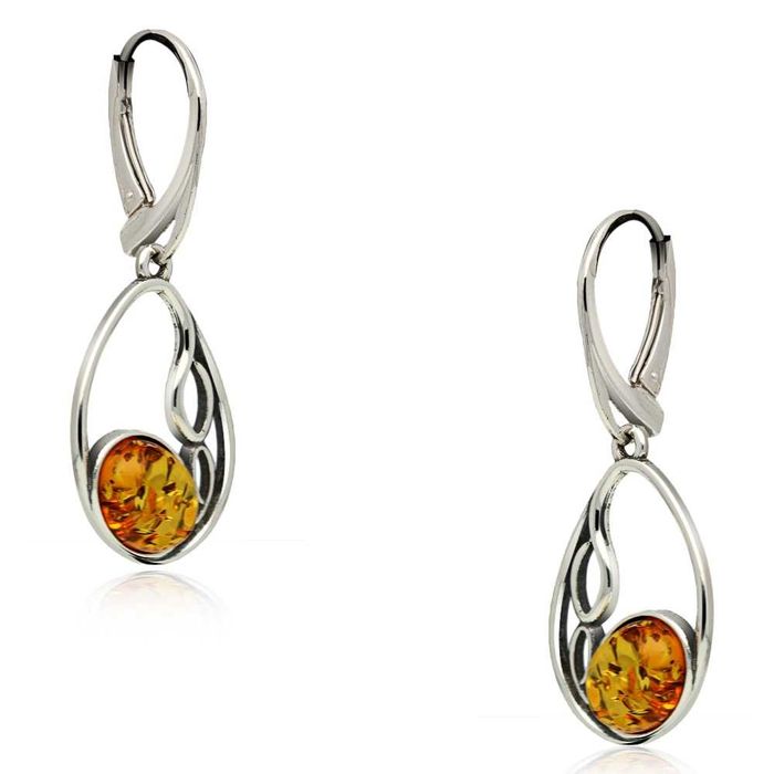 Srebrne kolczyki z bursztynami pr.925