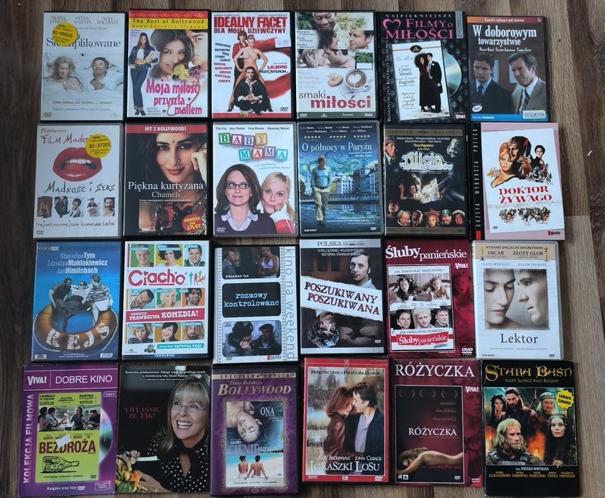 Filmy fabularne w większości komedie,  sprzedaż 24 sztuk