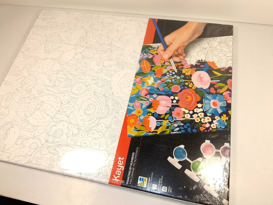 F271 Zestaw Malowanie Po Numerach Kayet Farby Neonowe Kwiaty 40x50 cm