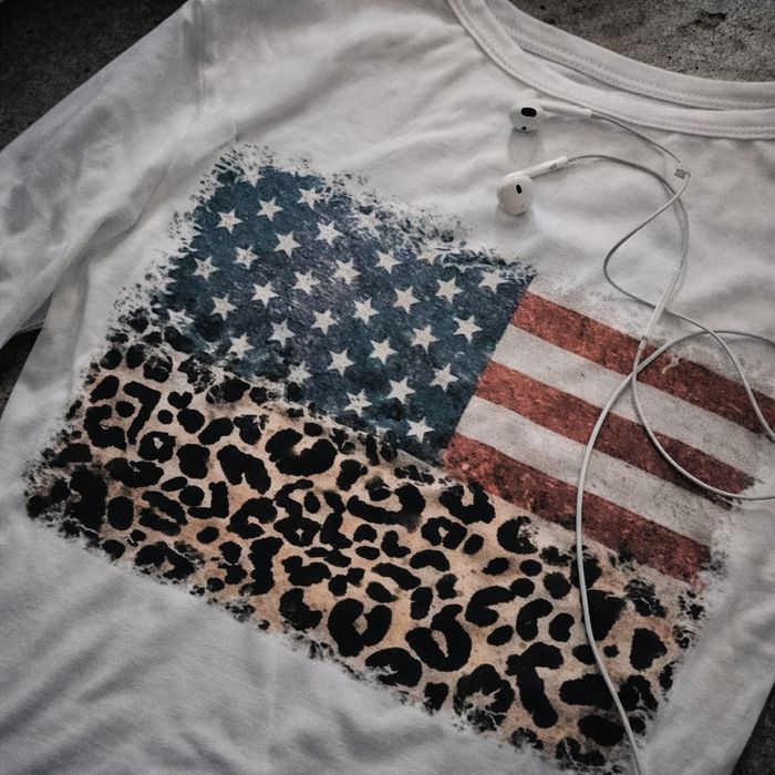 USA Leopard Flag long sleeve y2k