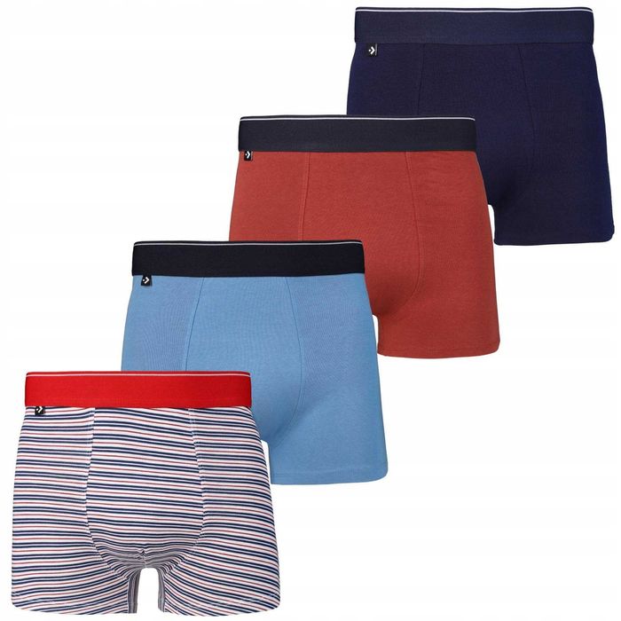 4xBokserki męskie majtki bawełniane dopasowane w paski 4-pak rozmiar M