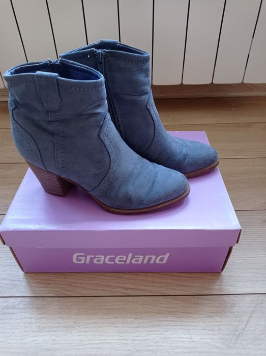 Buty -botki kolor niebieski, rozmiar 37