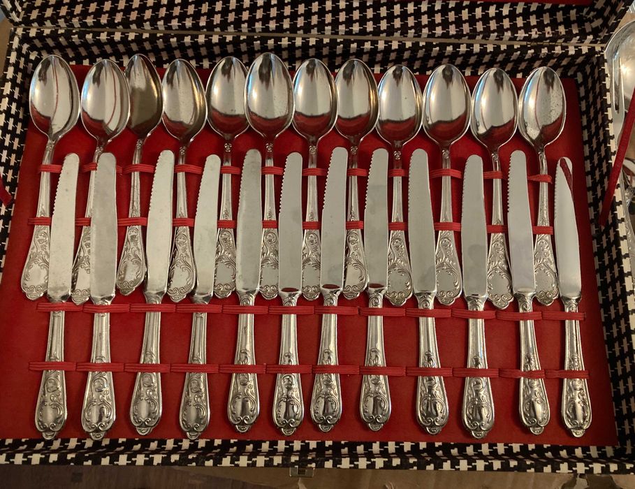 Komplet włoskich sztućców posrebrzanych (platerowanych) - próba 800