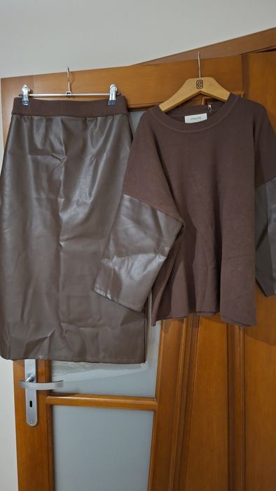 Czekoladowy komplet dzianinowy