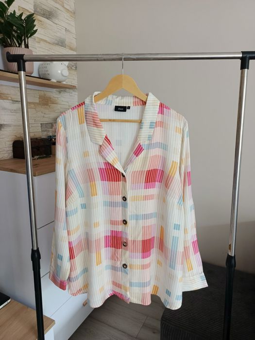 Kolorowa, wzorzysta koszula oversize'owa, 100% wiskoza | rozmiar M Ziz