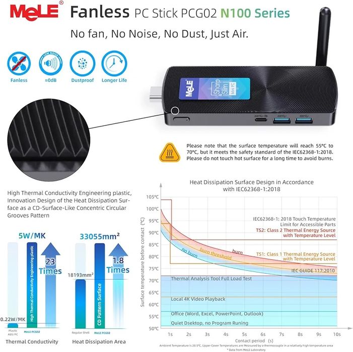 Безвентиляторний міні-ПК системник MeLE PCG02, N100 Win 11 Pro 8/256
