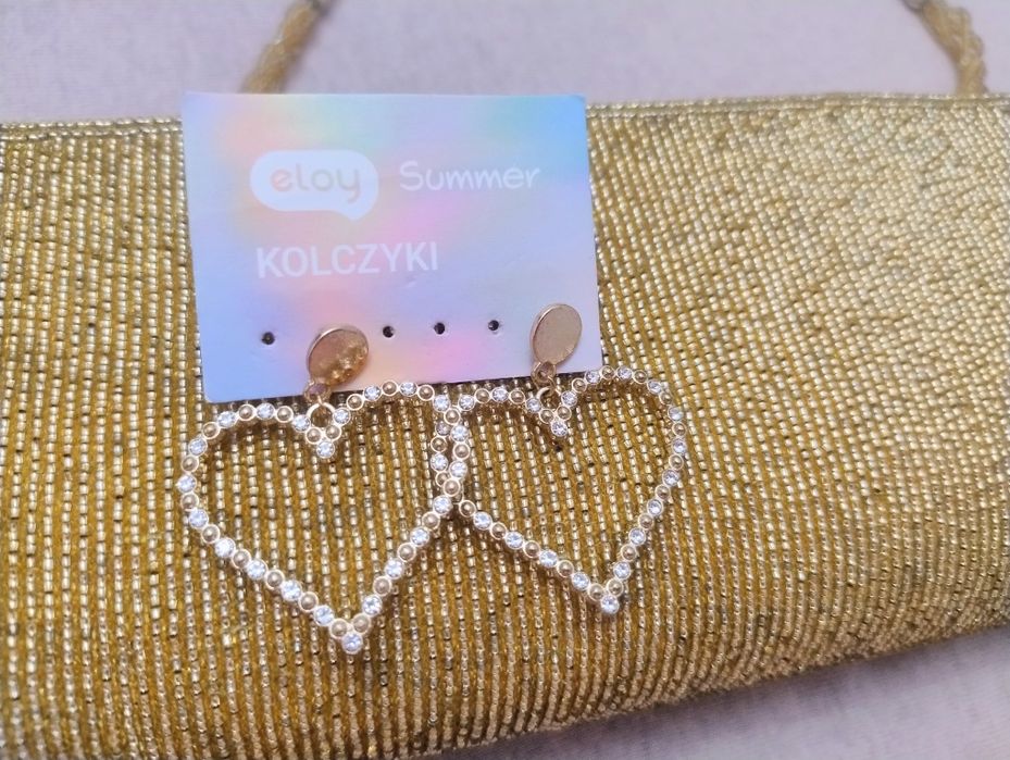 Malutka złota torebka+kolczyki
