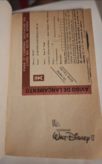 "O Mundo Fantástico de Oz" (1985), Coleção Livros de Bolso Disney, Europa