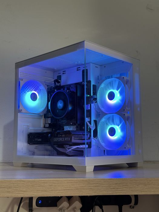 PC Gaming Branco Ryzen 5 + RTX 3060 Ti | 16GB RAM | RGB | Pronto para Jogar