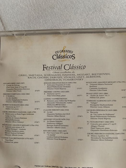 Cd coleção os grandes clássicos, festival clássico