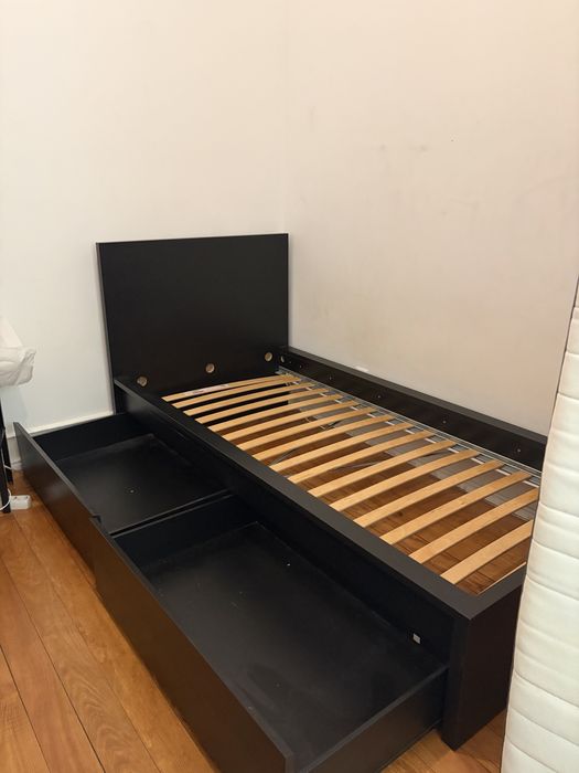 Cama IKEA Individual 90x200 com 2 Gavetas + Colchão e Estrado