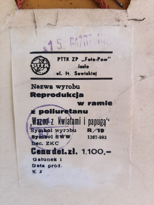 Obraz reprodukcja "Wazon z kwiatami i papugą"