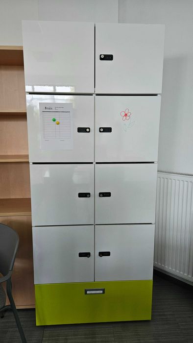 Szafa locker zamek na kod wysoka biała 6 modułów szuflada (2 szt.)