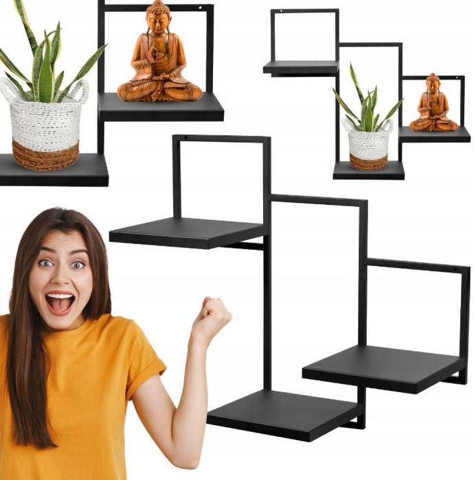 NOWY Kwietnik  Metalowy Wiszący 3 półki Loft  Premium Regał