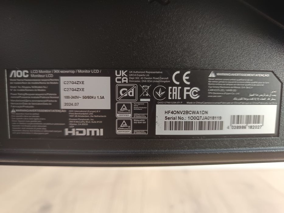 Monitor AOC C27G4ZXE 27" com garantia