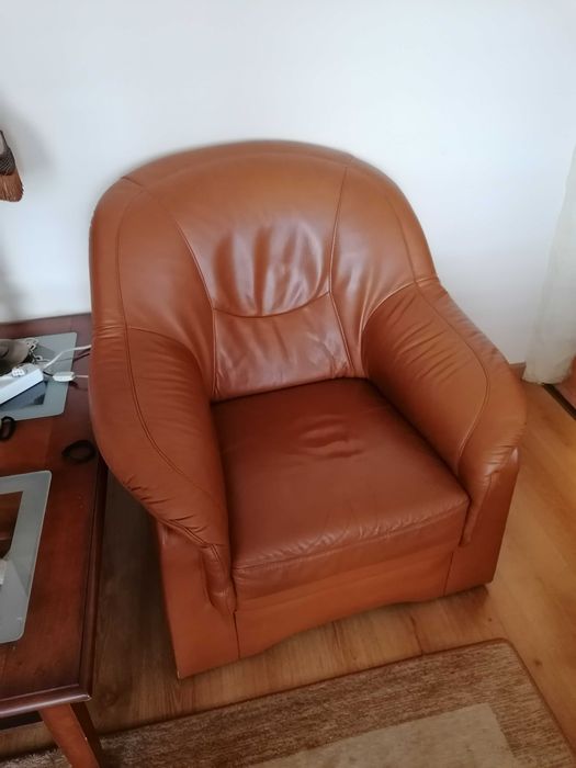 Komplet wypoczynkowy skórzany. Fotel sofa