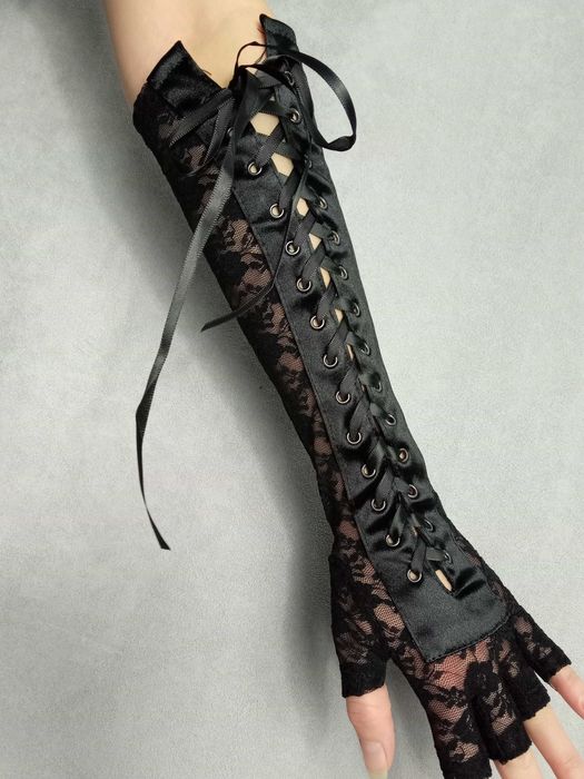 koronkowe wiązane rękawiczki eleganckie goth alternative lolita punk