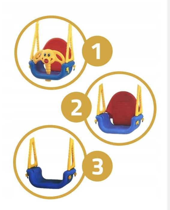 HUŚTAWKA DLA DZIECI Ogrodowa Domowa Modułowa Kubełkowa 3w1 EduPlay