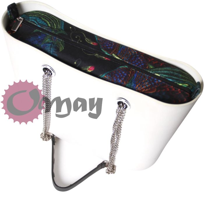 Czarny organizer do OBAG MINI Welur Velvet Pawie Oczko 2kieszenie OMAY
