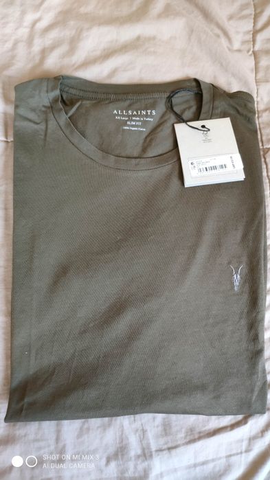 AllSaints t-shirt khaki rozm XXL jak L/XL organiczna bawełna