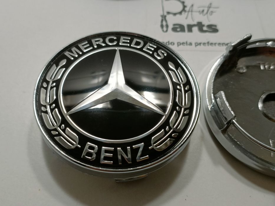 Conjunto 4 Centros jante Mercedes 60mm "Preto"
