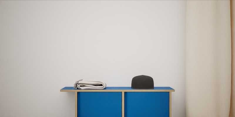 Meble Tylko - nowa szafka na buty, Type01 – Blue Plywood, 100x43x40 cm.