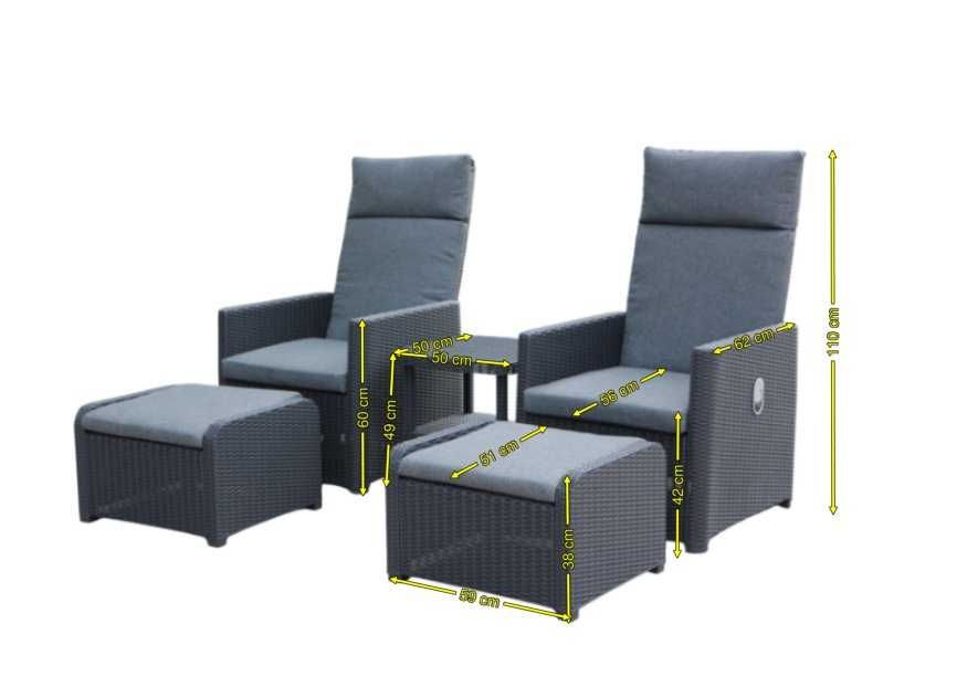 Zestaw Rozkładanych Foteli Wypoczynkowych Taras/Ogród Z Podnóżkami