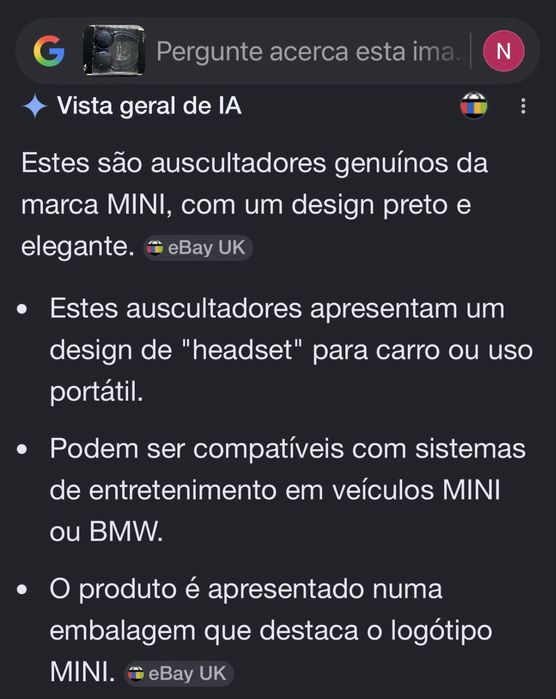 Auscultadores Genuínos da Marca MINI,