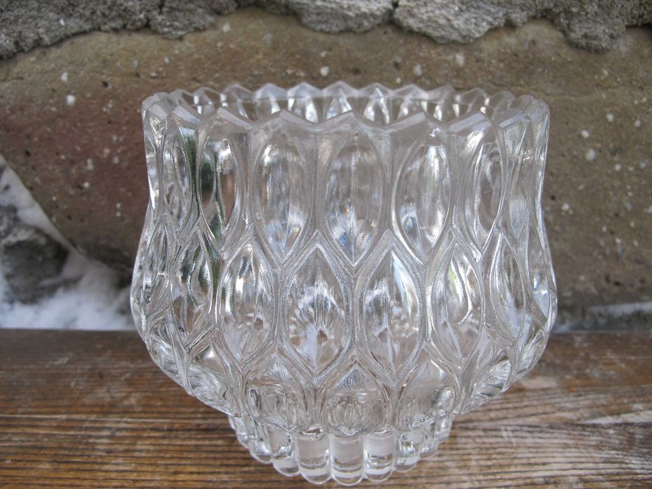 Stary szklany KRYSZTAŁOWY klosz_żyrandol_zwis_E 27